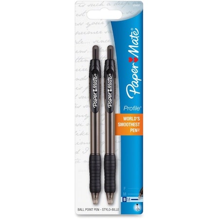 Paper Mate Ballpoint Pen, 1.4mm, Translucent Black Barrel/BK Ink PAP89468